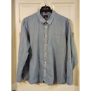 Untuckit men 3XL Long Sleeve Teal Black White Plaid Wrinkle Free Shirt